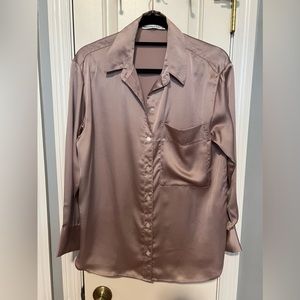 NWOT Abercrombie Oversized Satin Button Down Shirt